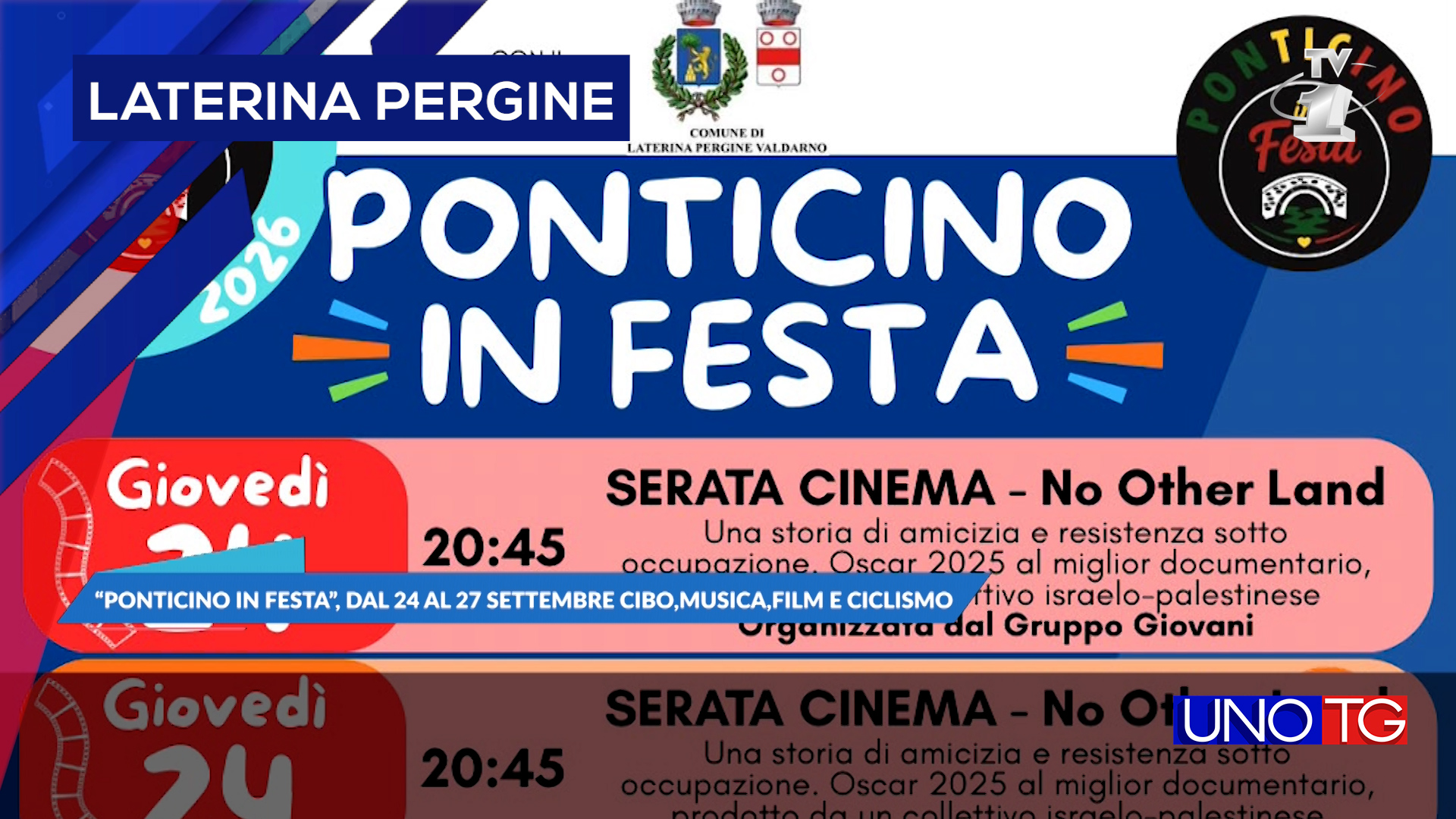 "Ponticino in festa": dal 24 al 27 settembre cibo, musica, film e ciclismo.
